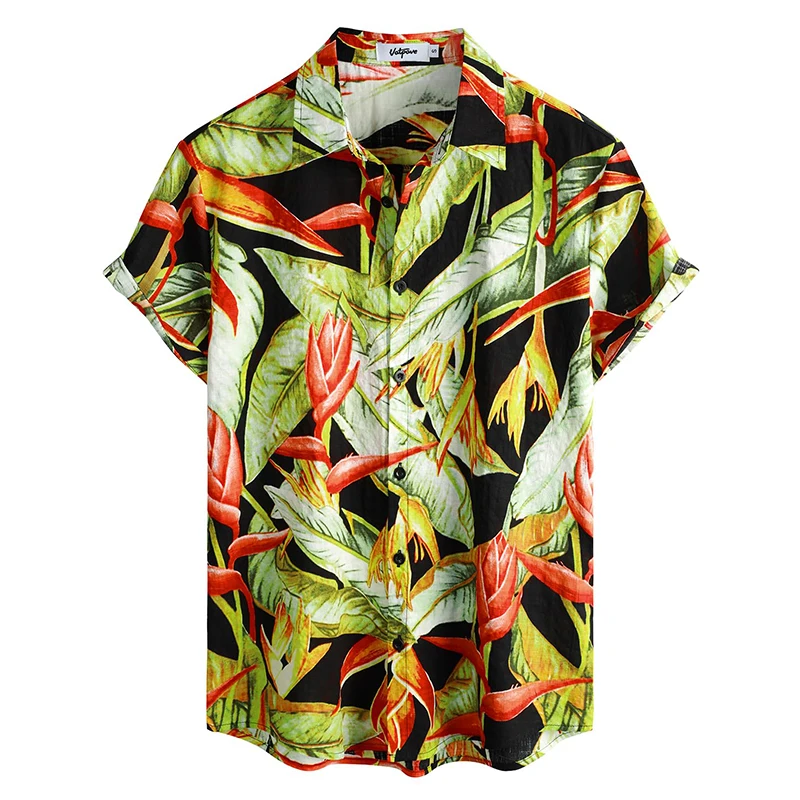 Mens Casual Hawaiian Floral Shirts 3D Full Print Short Sleeve Button Down Tropical Beach For Men Camisa Manga Masculina