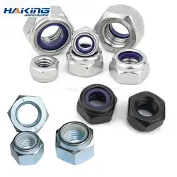 M2 M3 M4 M5 M6 M8 M10 M12 Galvanized Carbon Steel plating Black Zinc stainless steel 304 Self-locking Nuts Hex Nylon Lock Nut