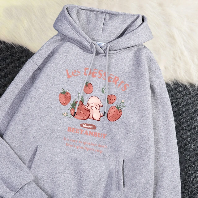 Fashion Women'S Hoodie Cute Strawberry And Rabbit Printed Sweatshirt Pocket Soft Warm Breathable Pullover Autumn Winter Hoody 3 Fashion Women'S Hoodie Cute Strawberry And Rabbit Printed Sweatshirt Pocket Soft Warm Breathable Pullover Autumn Winter Hoody 3