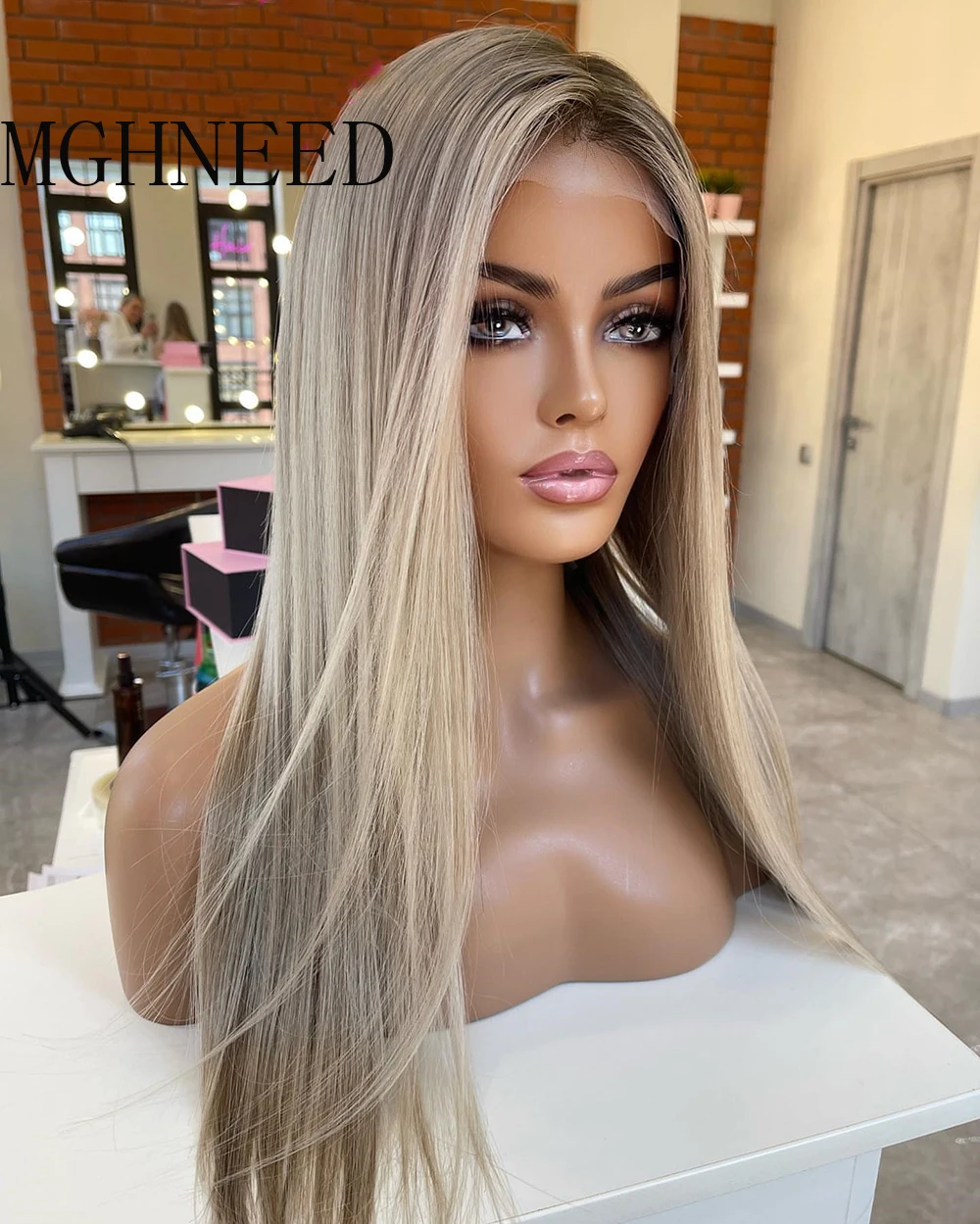 MGHNEED Highlight menschenhaar spitze frontal perücke dunklen wurzeln Ombre Brasilianische farbige blonde Hd transparent spitze natürliche gerade