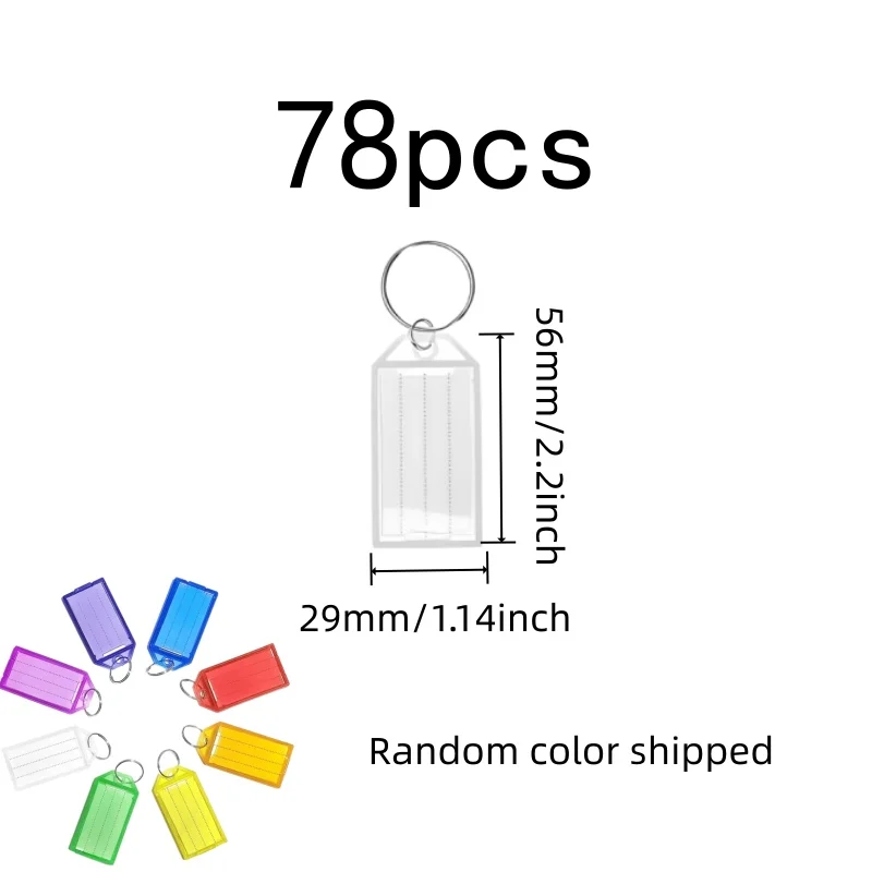 78 pcs Clear Writing Space Key Sorting Labels, great for Quick Item Finding, Random Color Assortment, Luggage Identification