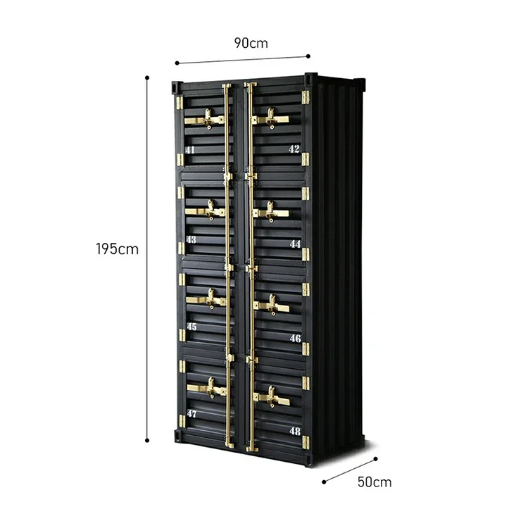 Color Customized Anti Rust Black Golden Metal Steel Iron Shipping Container Storage Shelf Cabinets