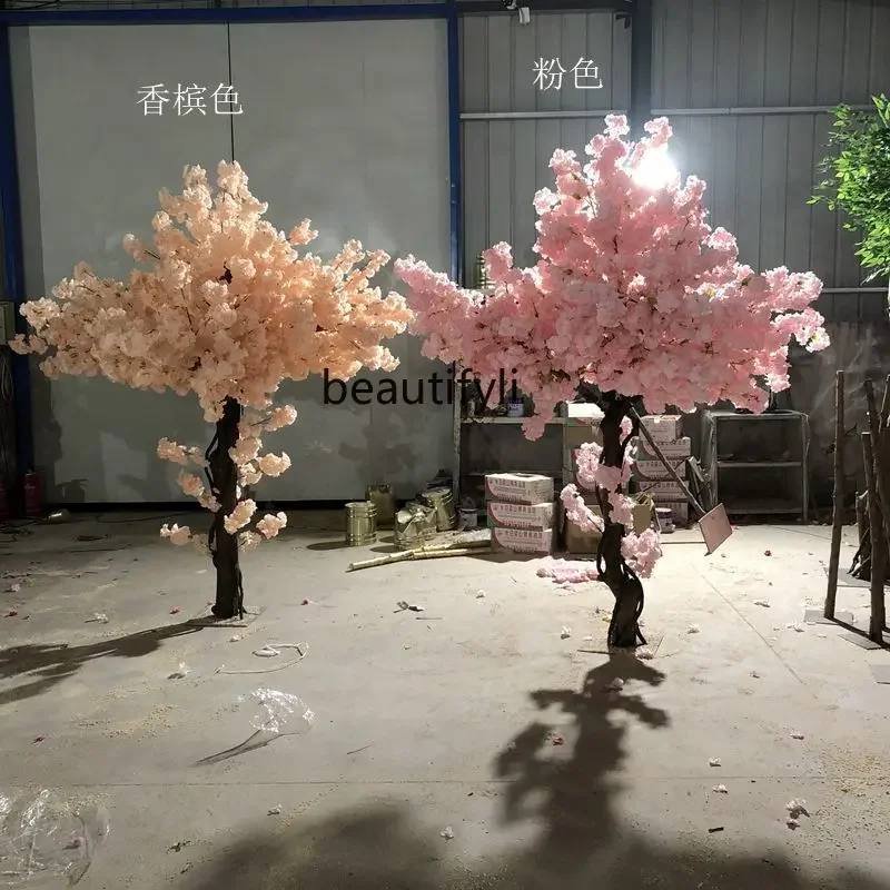 Multi-Layer Rattan Wishing Peach Blossom Imitative Tree Large Green Plant Indoor and Outdoor Decoration in Lobby