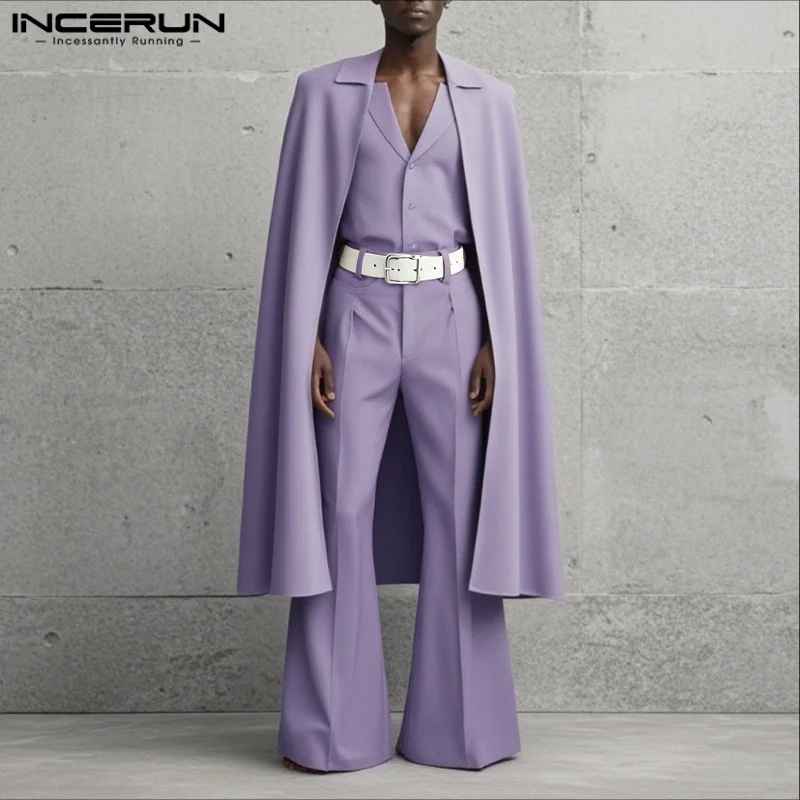 INCERUN الرجال مجموعات بلون التلبيب كم طويل نمط طويل عباءة السترة والسراويل 2 قطعة الشارع الشهير فضفاض موضة الرجال الدعاوى غير رسمية #2