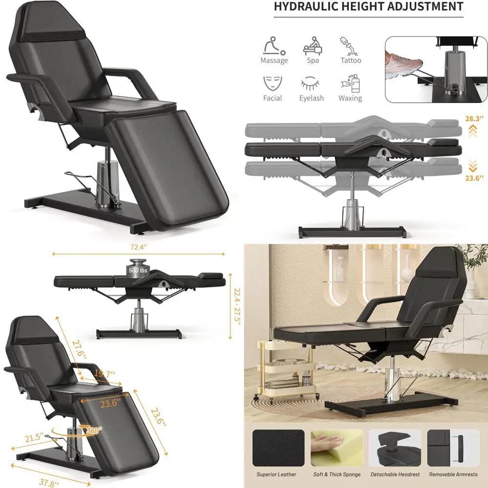 كرسي وشم هيدروليكي للسبا قابل للتعديل وأسرة معالجة الوجه لخدمات التجميل والجمالية