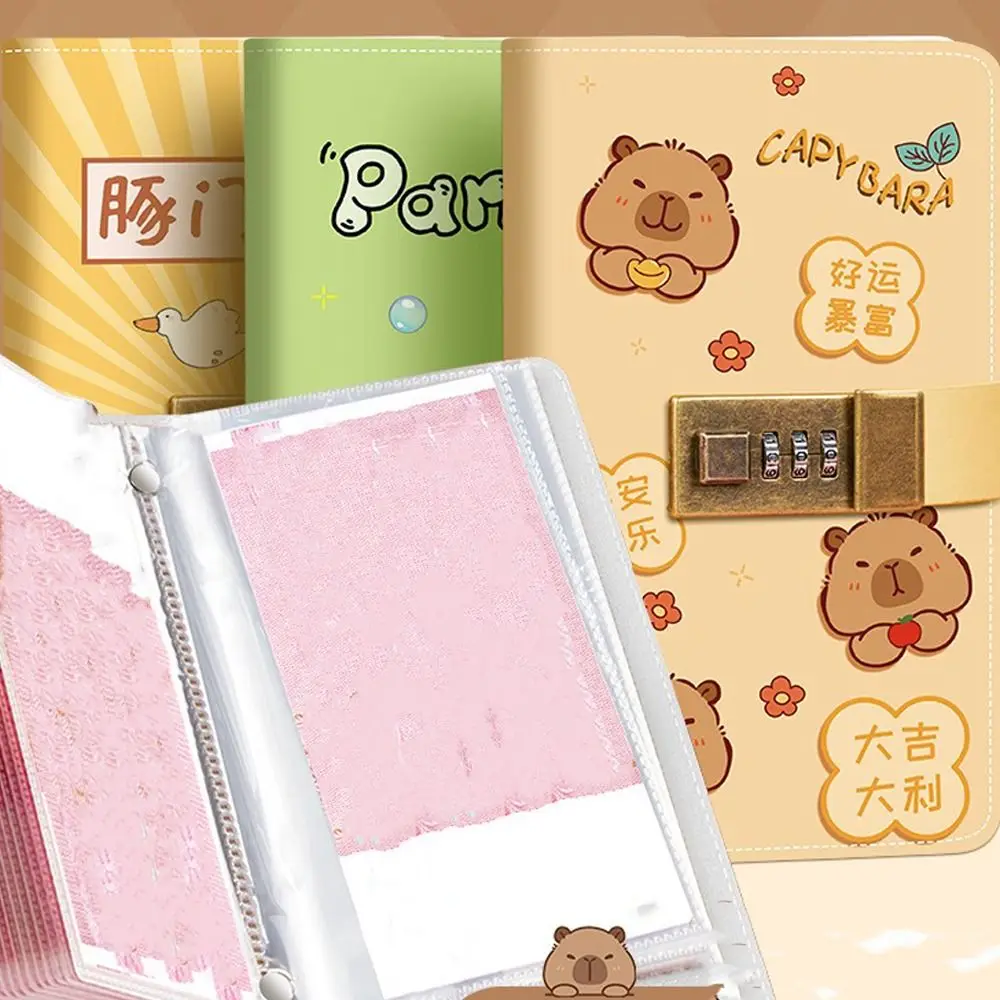 Capybara Panda 100 Envelopes Challenge Large Capacity Waterproof Money Saving Challenge Password Lock Mini Binder