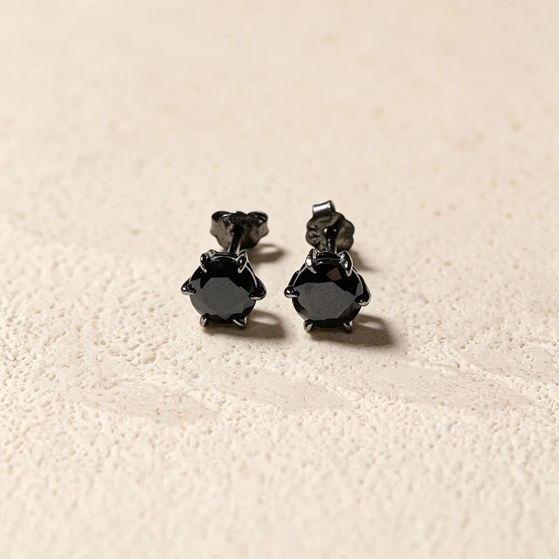 OZAN Echte Schwarze Moissanit 925 Sterling Silber Ohrstecker Schwarzgold-Plattiert Modischer Edelsteinschmuck Geburtstagsgeschenk – Detail 3