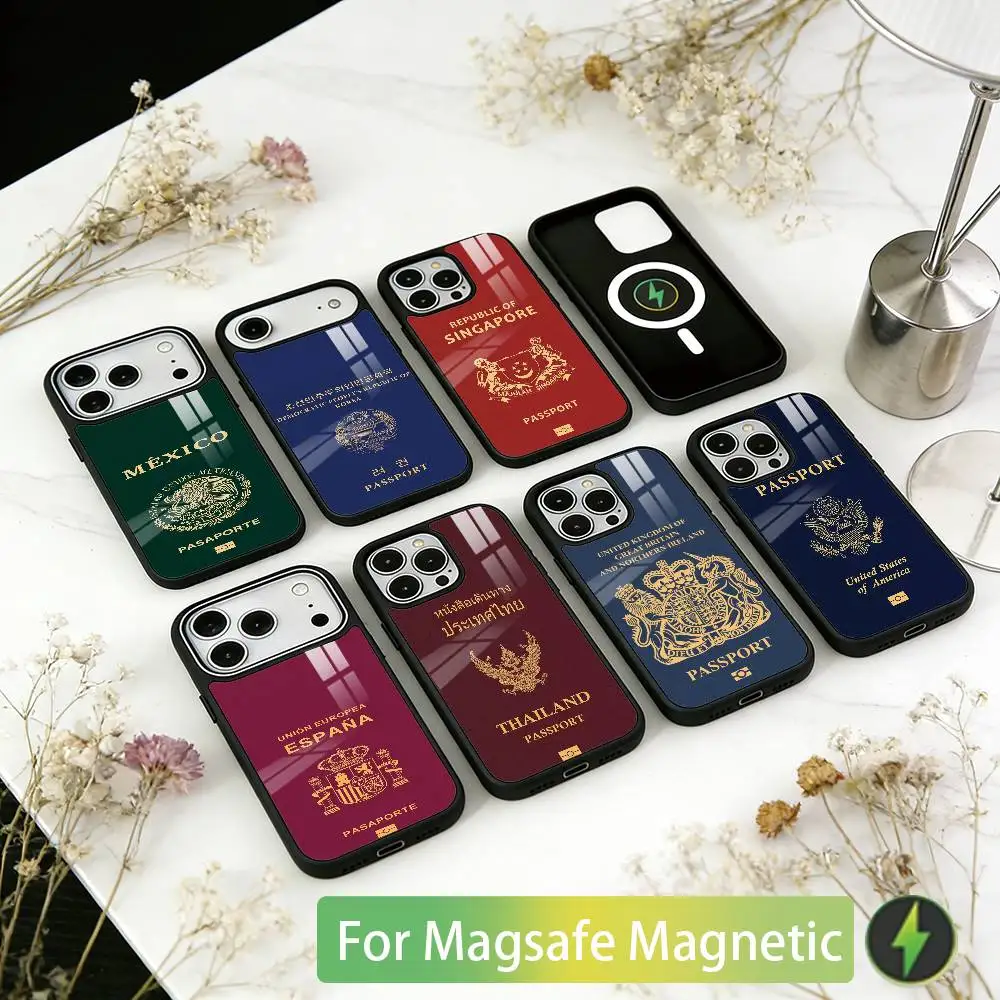 

Passports O-of many countries Phone Case For iPhone17,16,15,14,13,12,11 Plus,Pro Magnetic with Magsafe Wireless Charging