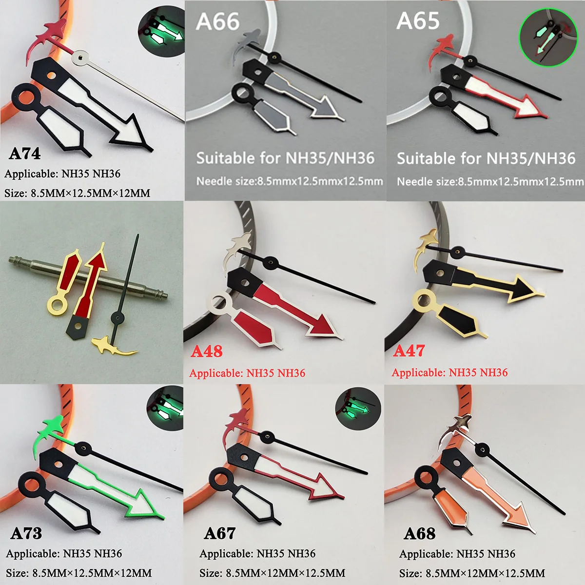 NH35 Hands C3 Luminous Hands Shark Second Hand  Watch Parts Replacement Accessories High Quality Watch Hands Watch Repair Tools