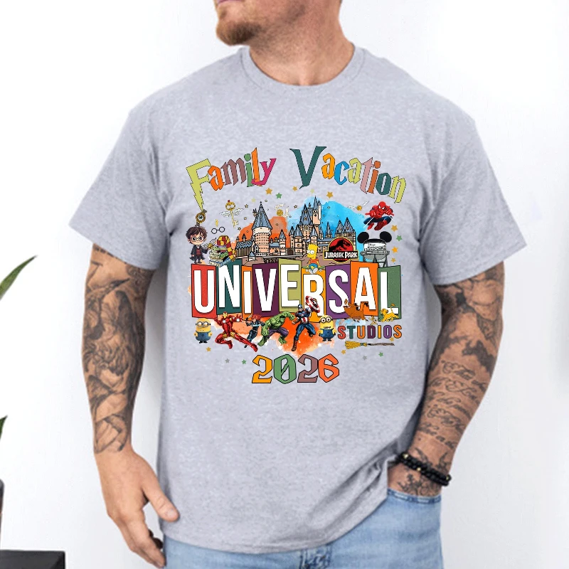 Disney Live 2026 Neues „My First Trip To Disney Universal Studios Adventure“-Aufdruck, stilvolles Damen-Baumwoll-T-Shirt, entspanntes Reise-Top