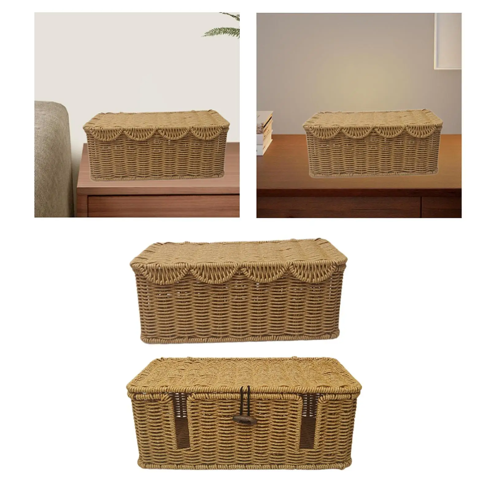 Cable Management Box Reusable Decoration Handmade Rattan Case for Tabletop Messy Cables Living Room Loose Wires Management Home view 4