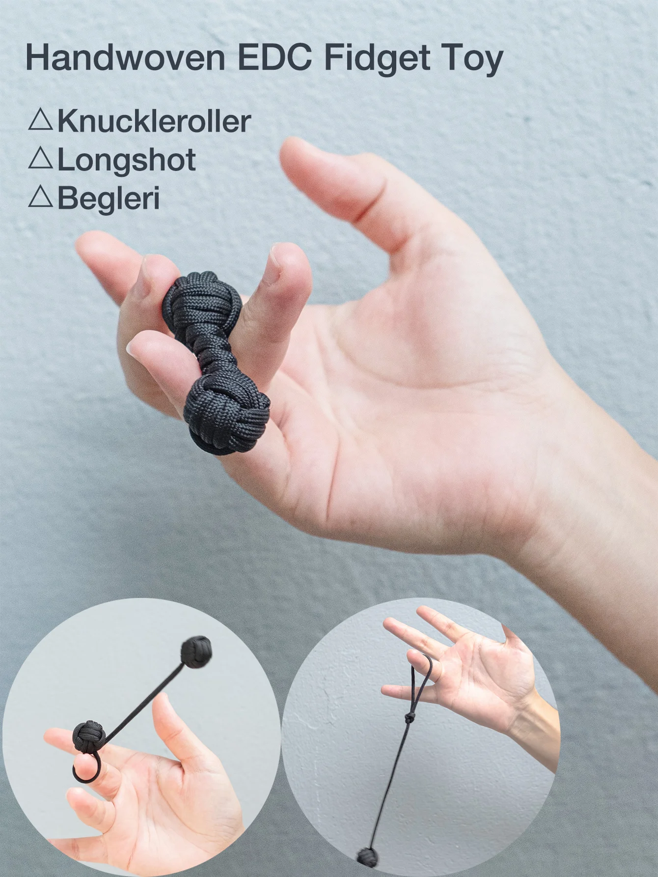 Juguete antiestrés Begleri EDC tejido a mano, alivio de la ansiedad, herramienta de entrenamiento de destreza y concentración para los dedos, juguete de habilidad con llavero