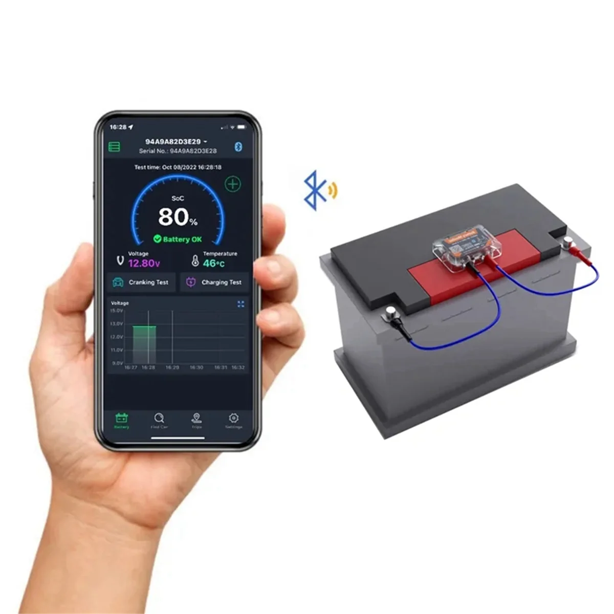 2025 Neue drahtlose Bluetooth 12 V Batterie Monitor BM6 mit Autobatterie Gesundheitskontrolle APP Überwachung Batterietester
