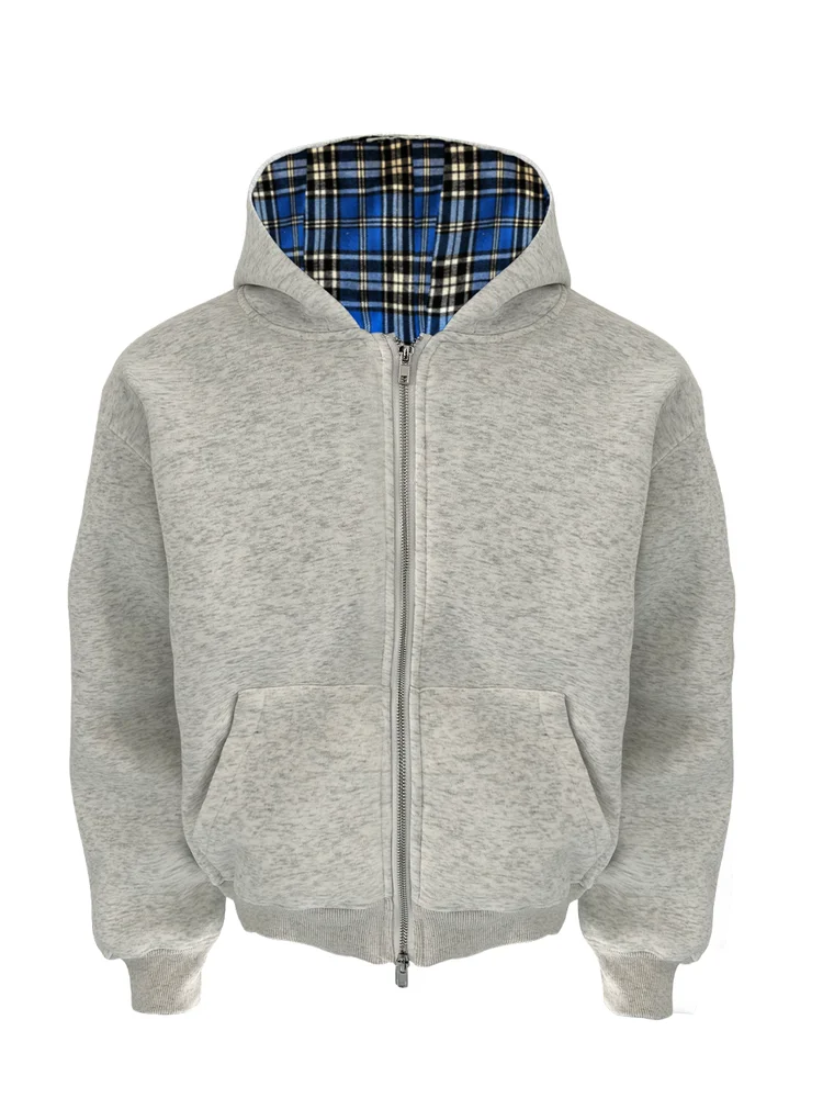 الاتجاه الأمريكي الموضة مقنعين البلوز أنيق فضفاض عادية زيبر الخريف سترة سميكة #4