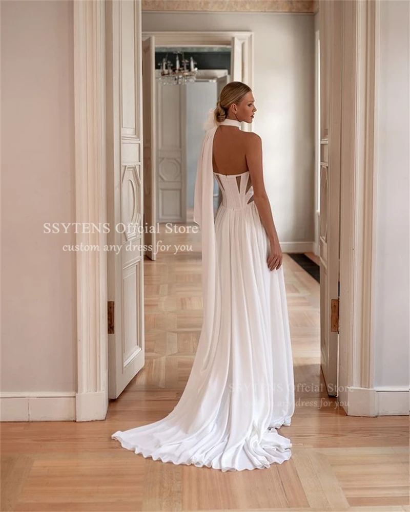 SSYTENS Boho Chiffon Beach Wedding Dresses Sweetheart High Slit Civil Bridal Gowns Customized Israel Simple Bride Dress for Wome