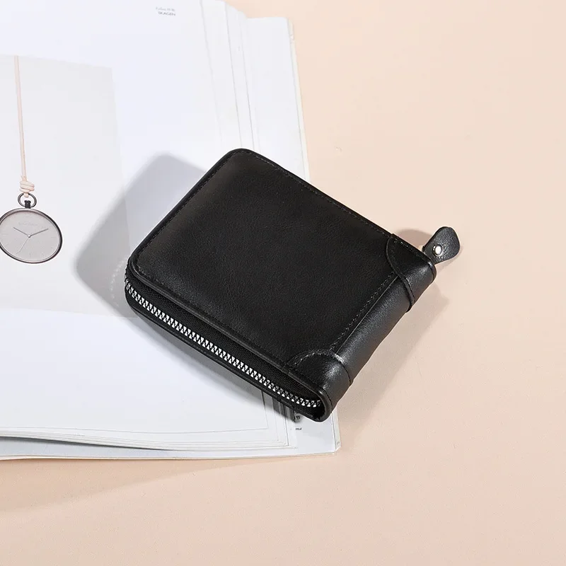 

Euro American style Men's Business Short Wallet, Multi-Card Organizer & Money Clip, Premium Leather Slim Travel RFID Essentials