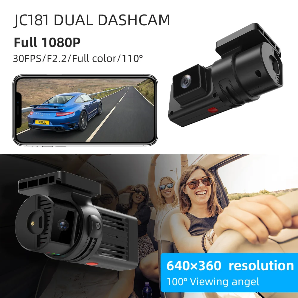 Jimi JC181 Mini 4G Car Camera With Live Stream Dual Cameras GPS Tracking Wifi Hotspot Multiple Alarms DVR Dash Cam Free APP Web