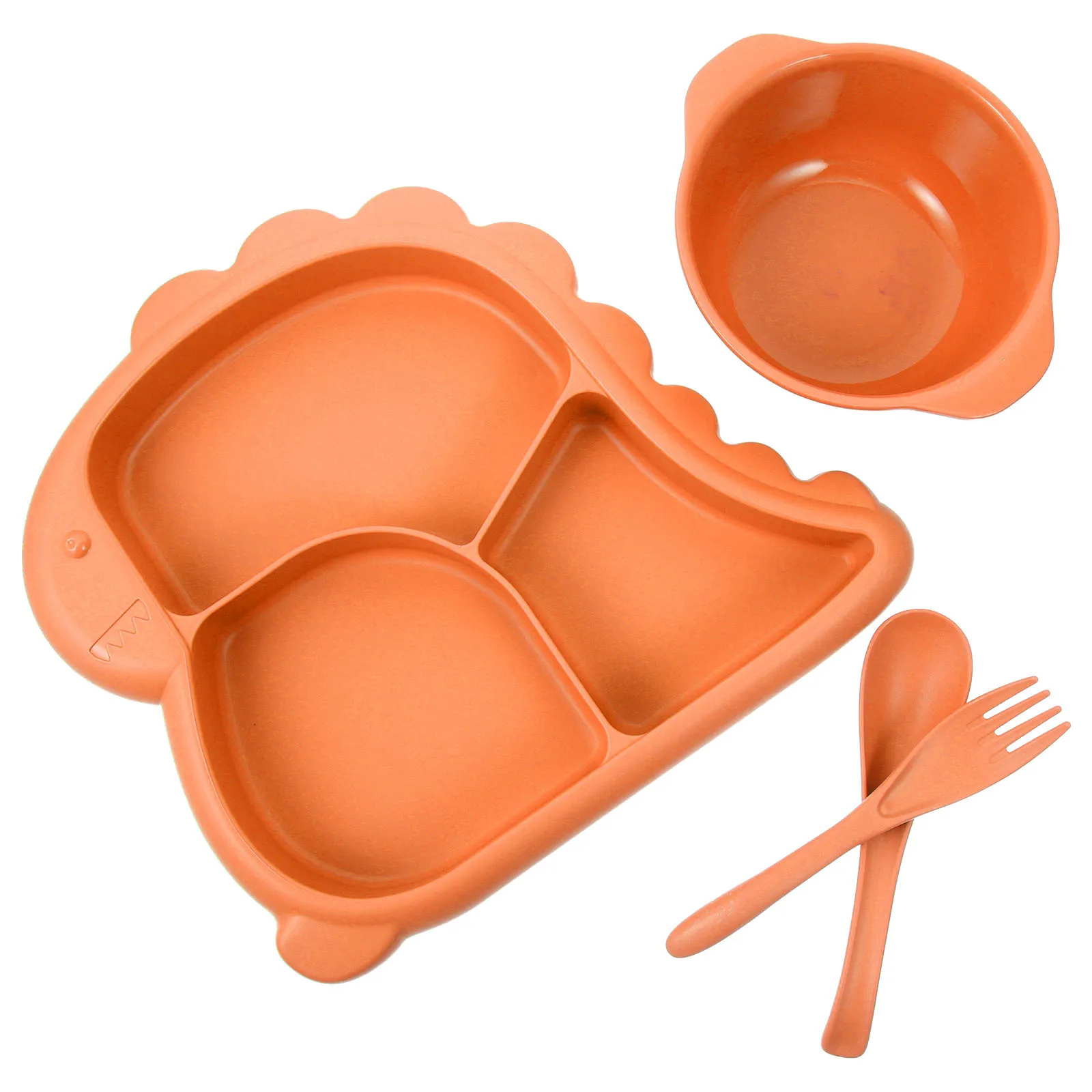 

1Set Kids Dinosaur Plate Toddler Divided Dish Delicate Design Odor Preventing Areas Toddler Plate and Bowl Set