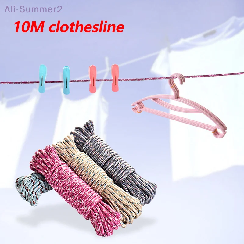 {Summer2}{MX} 10 Meters Thicken Non-slip Clothesline Outdoor Windproof Clothes Drying Rope Non-drilling Bed Sheet Rope