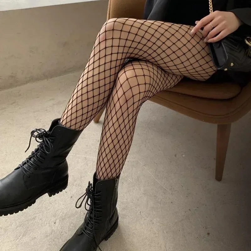 ナイロン網タイツパンストネットストッキングレギンス女性用メッシュタイツセクシーな網タイツランジェリー白黒