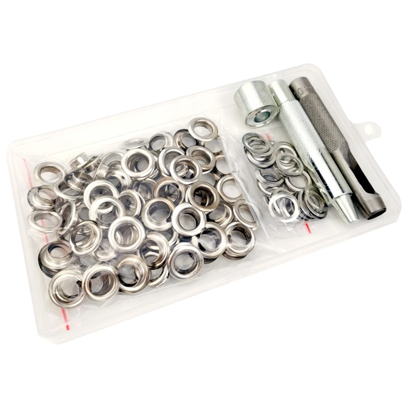 100 Pair Thicken Grommet Eyelets with Washers Metal Grommet Assortment for Bead Cores, Clothes, Leather, Canvas Dropship