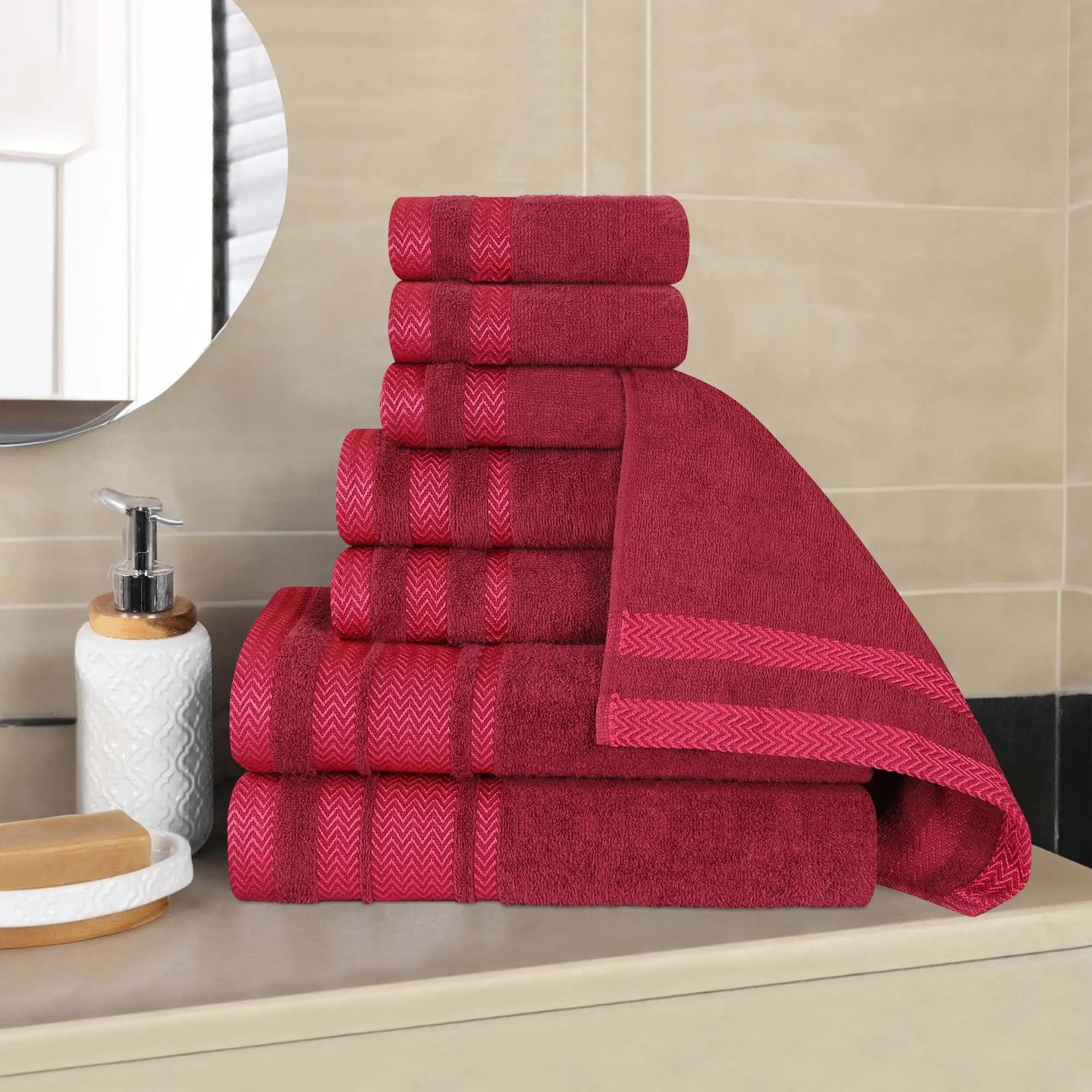 

Hays Cotton Plush Soft 8 Piece Towel Set, Cranberry
