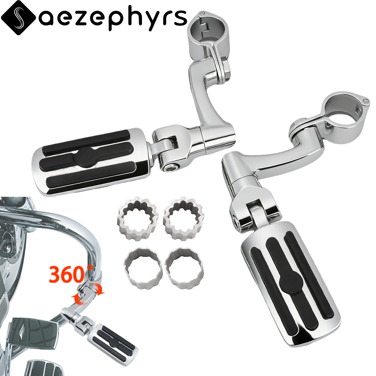 Verstellbare Motorrad-Fußrasten (Highway) 1", 1,25", 1,38" Motorschutzbügel für Harley Touring, Softail, Dyna, Road King, Sportster XL883, 1200 Street Glide, Electra Glide, Fat Boy, Honda, Kawasaki