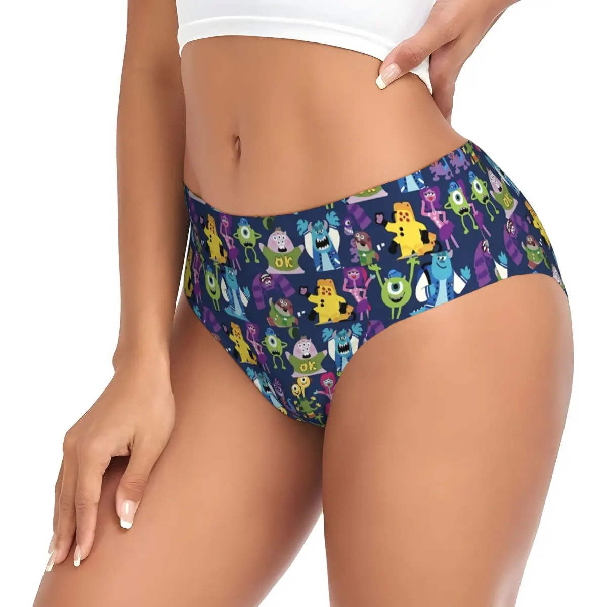 Bragas personalizadas de dibujos animados de la Universidad de monstruos para mujer, ropa interior cómoda para mujer, bragas breves, calzoncillos