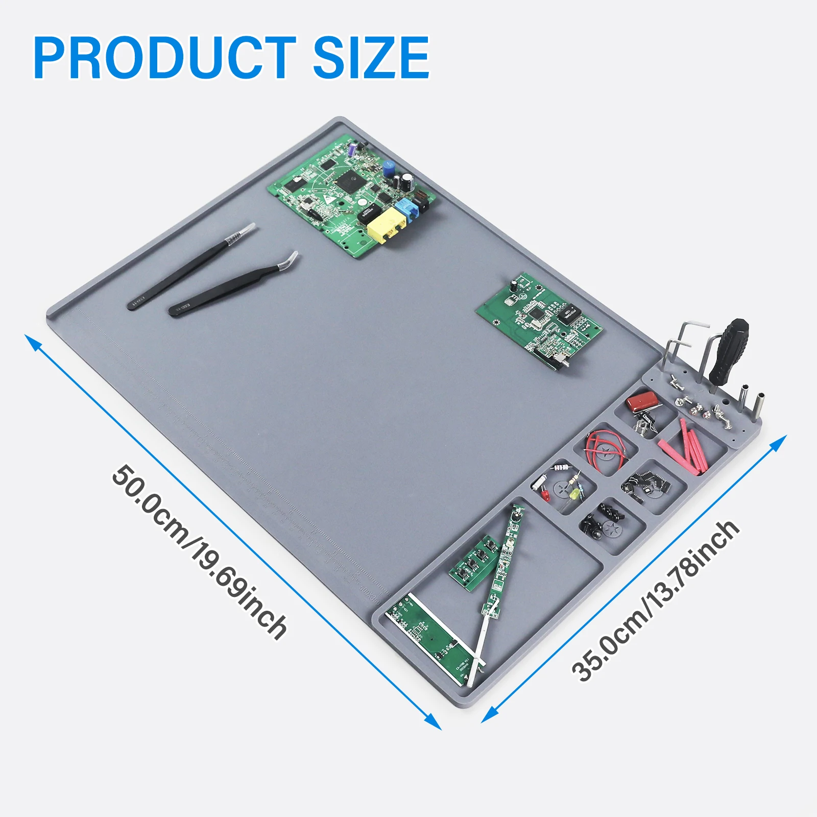 NEWACALOX 500x350mm 大型はんだ付けマット シリコン修理マット 耐熱磁気作業マット 電子機器、コンピューター、電話用