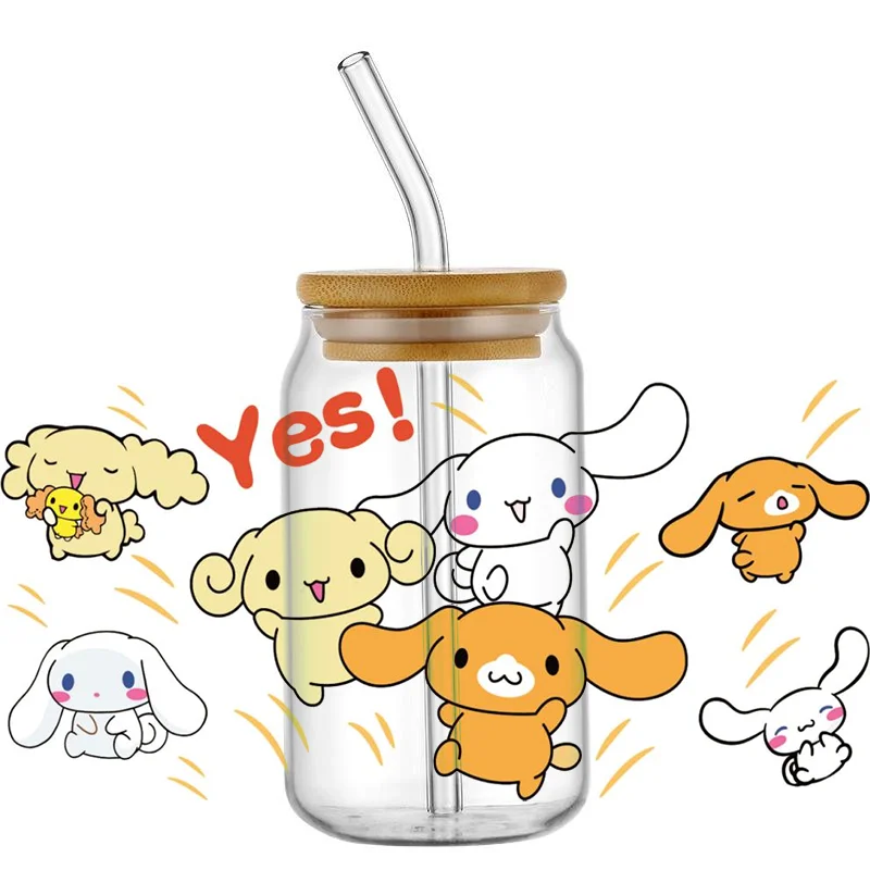 Japanese mascot 16OZ UV Dtf Waterproof Sticker  Cinnamoroll for 16oz Libbey UV DTF Glass Can