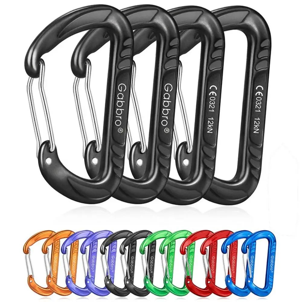 

Professional Climbing Carabiner D Shape 6 Colors Mountaineering Buckle Hook Climbing Equipment Accessory 12KN Safety Lock