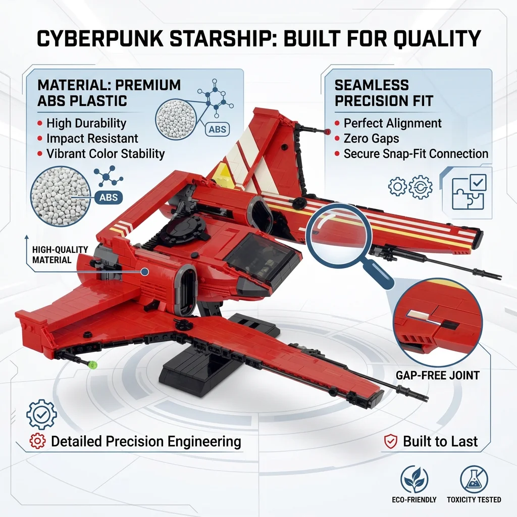 MOC Red Sci-Fi Space Fighter Spaceship Building Blocks Set Futuristic Interstellar Aircraft Bricks Assembly Display Model