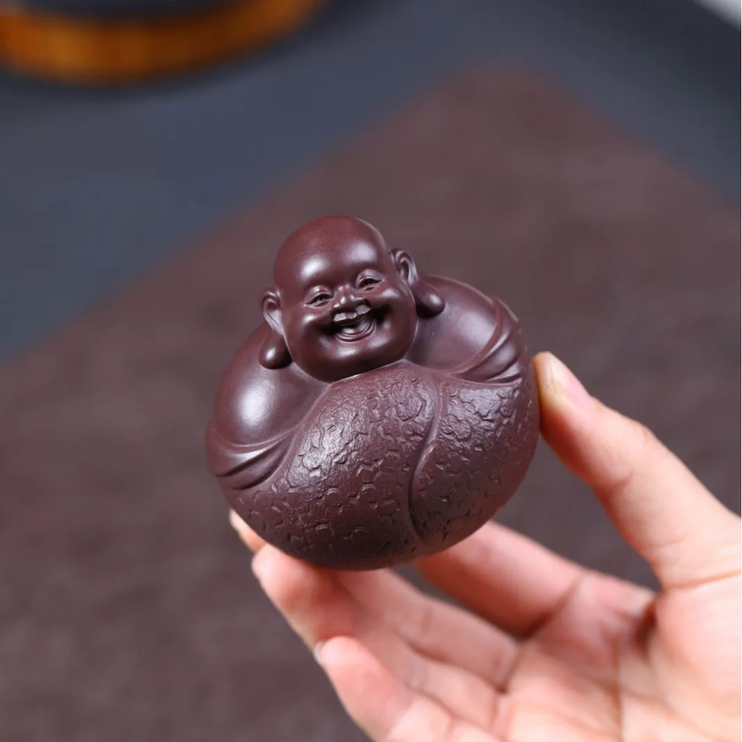 Yixing Clay Set Ornament, Suitable For Aging, Made Of Original Purple Clay, Large-Bellied Maitreya Buddha Tea Ceremony Ornament