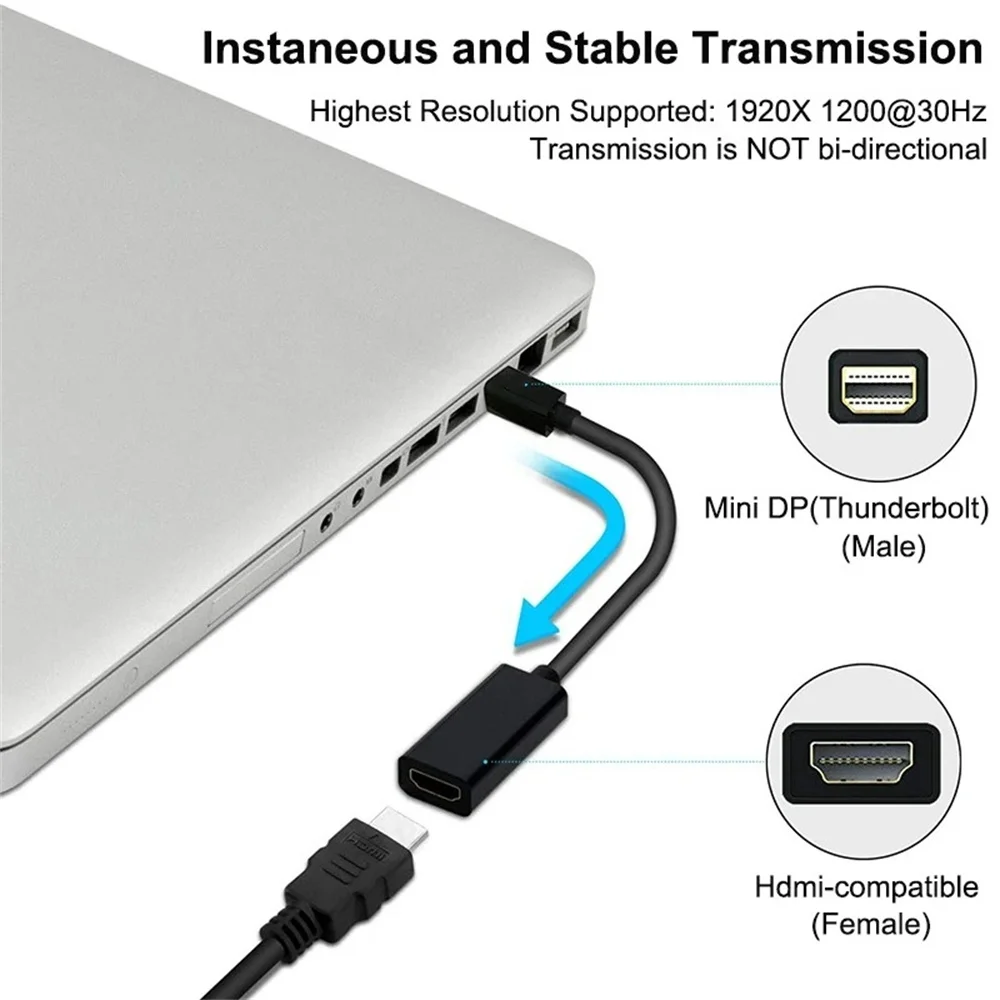 Mini DisplayPort to HDMI Adapter 4K 60Hz Thunderbolt to HDMI Converter Compatible with MacBook  Surface Pro Laptop TV Monitor
