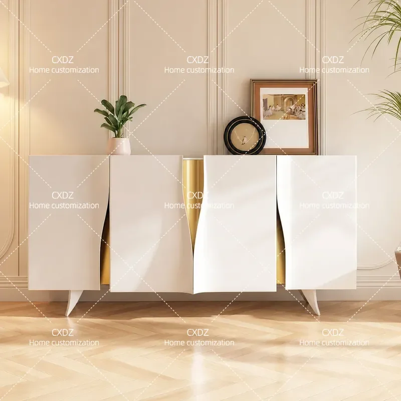 Nordic Solid Wood TV Cabinet Modern Simple Rock Slab Audio Visual Cabinet Living Room Floor Storage Unit for Small Apartment