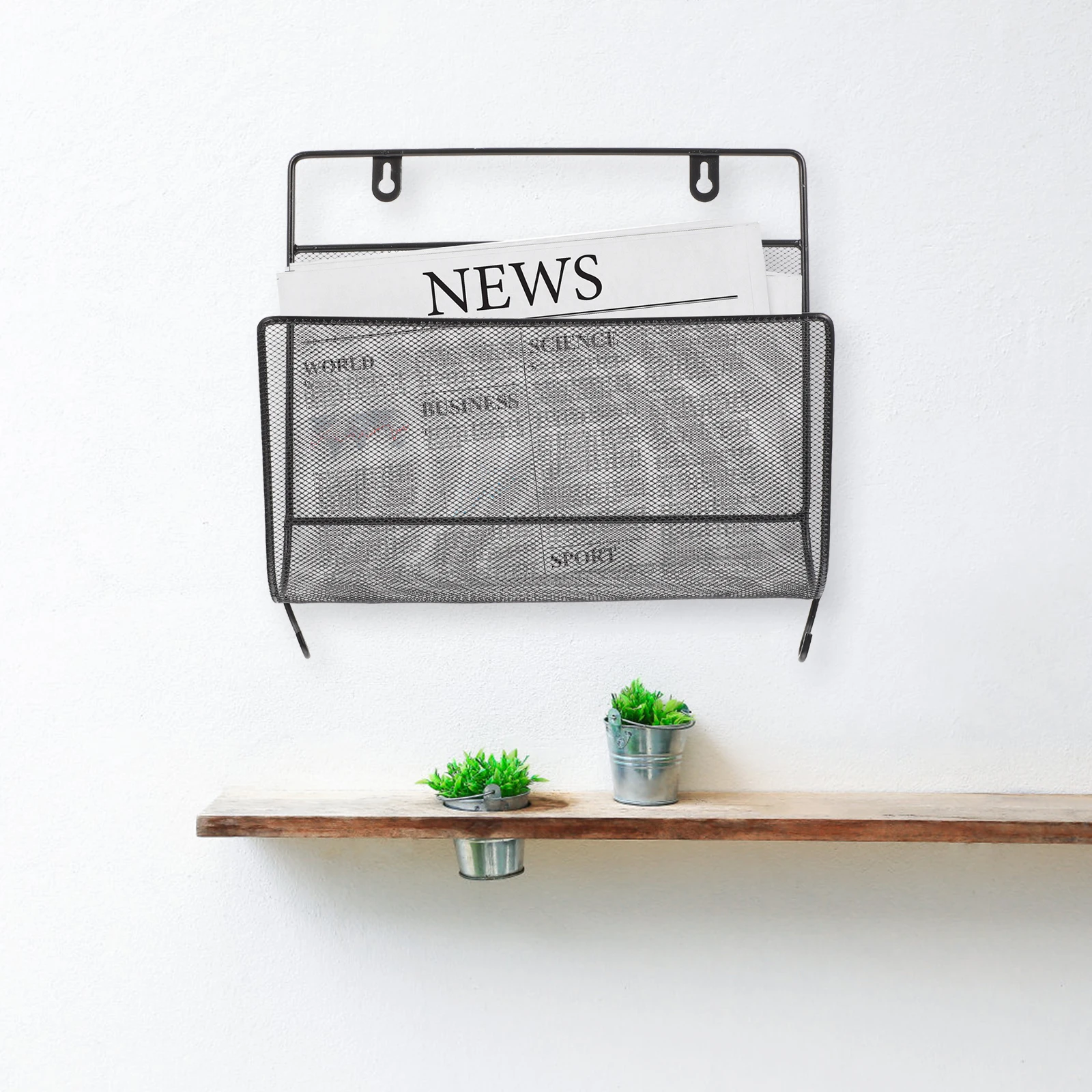 

Iron Wall Hanging Bookshelf Storage Rack Magazine Living Room Black Shelves WallMounted Holder Safe Use Stylish