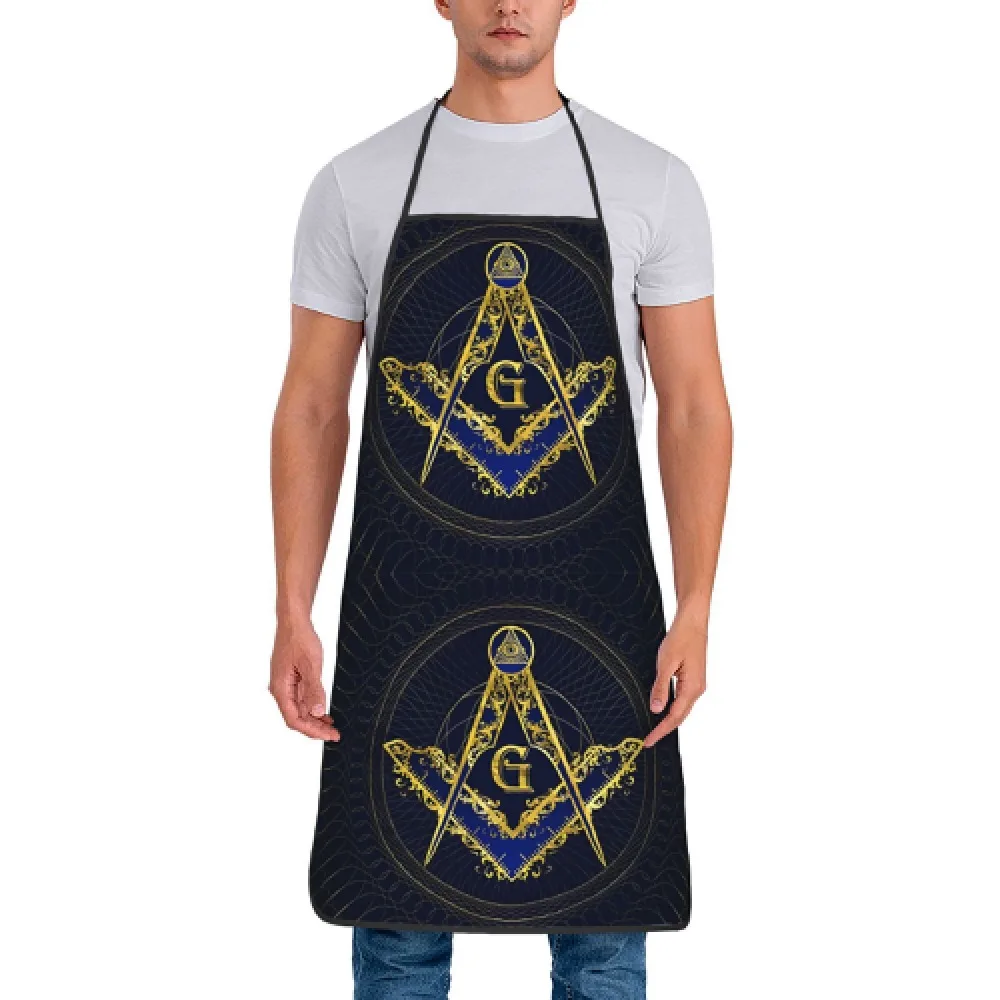 Freemasonry Symbol Square and Compasses Apron Waterproof Mason Theme Kitchen Cooking Bib for Men Women Household Grilling