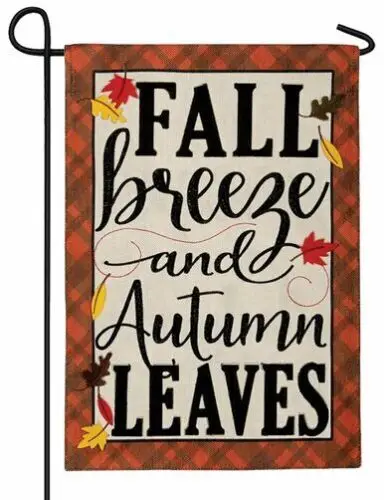 Burlap Fall Breeze Double Applique Garden Flag WWL UUN