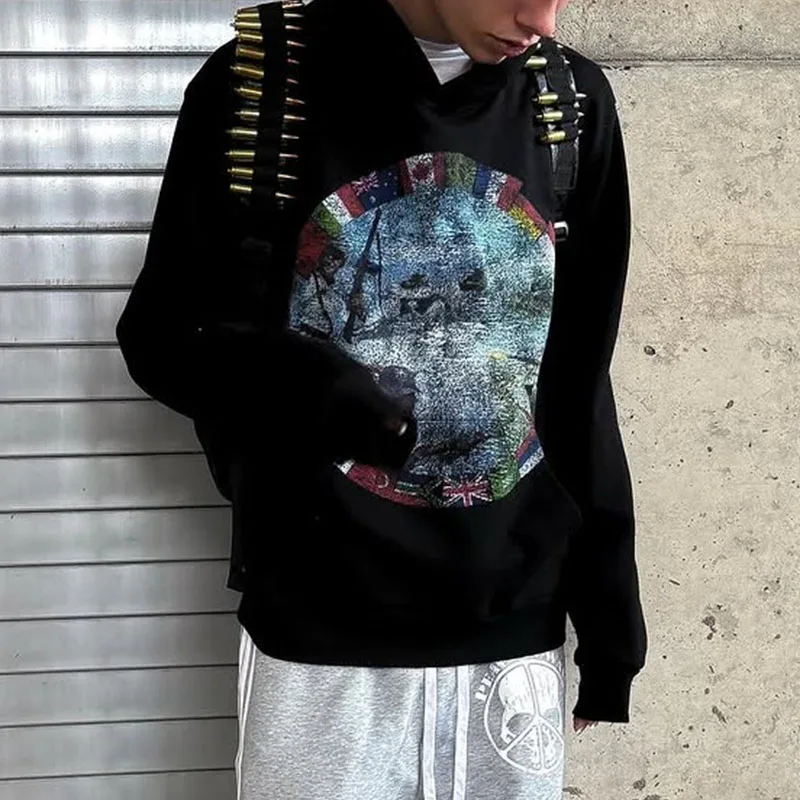 Automne gothique Hip Hop femmes INS pull à capuche coréen rue décontracté esthétique Graffiti imprimé Harajuku sweat à manches longues