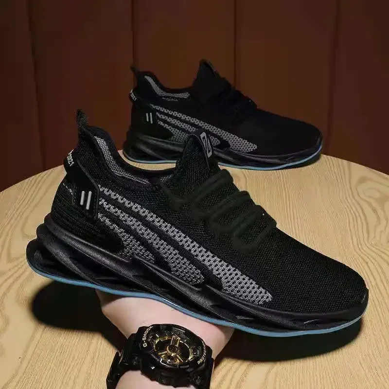 Men Sneakers Breathable Casual Shoes Fashion Outdoor Running Shoe Mesh Flying Weaving Men Shoes Non-Slip Lightweight Tennis Shoe