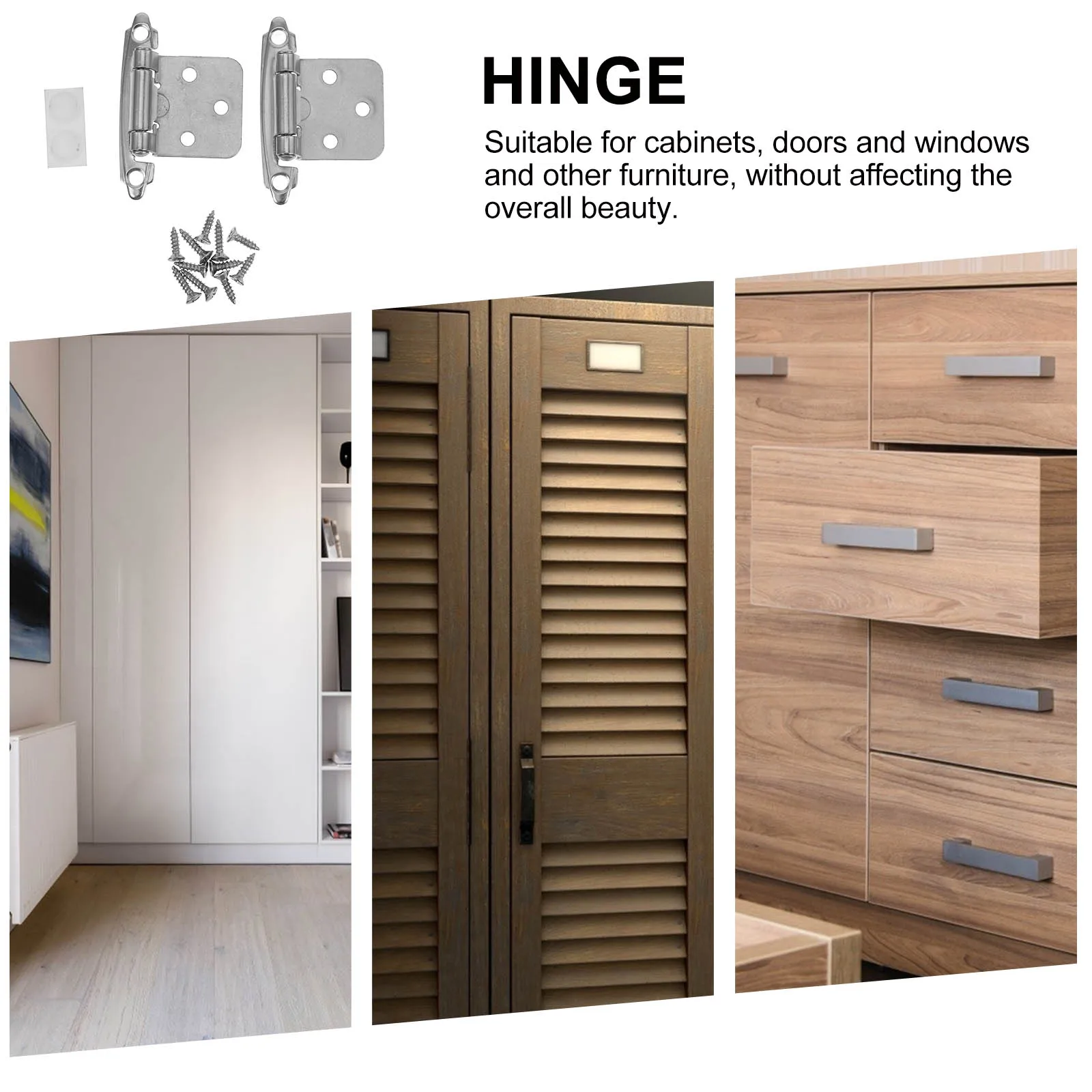 

6 Pcs Spring Hinge Cabinet Hinges Black Door Soft Close Automatic Silver Bumper Hardware Overlay