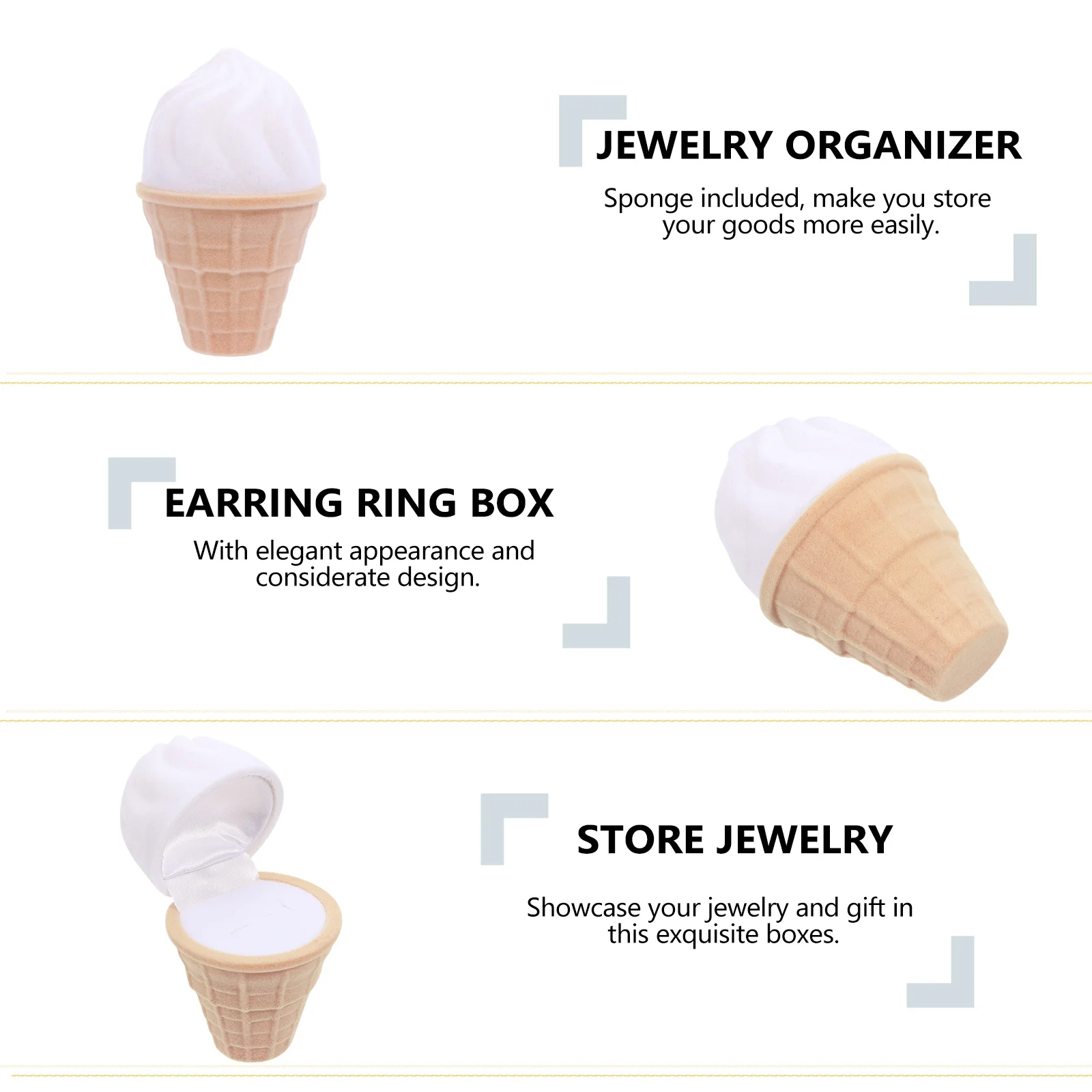 

1Pcs Simulated Ice Cream Ring Container Romantic Wedding Engagement Jewelry Box Gift for Her Surprise Moment Decor