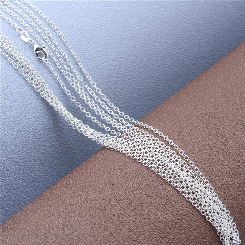 1 szt. 3 szt. 5 szt. 925 srebro 16-30 cali 1MM Rolo Chain naszyjniki dla kobiet mężczyzn modna biżuteria