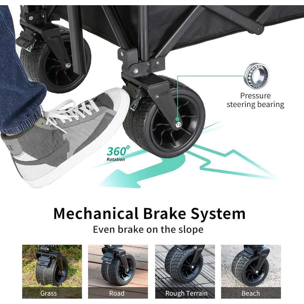 Dobrável Folding Utility Wagon Cart, alça ajustável, 400lb Capacidade, Uso ao ar livre, mais alta qualidade, Big Carrying