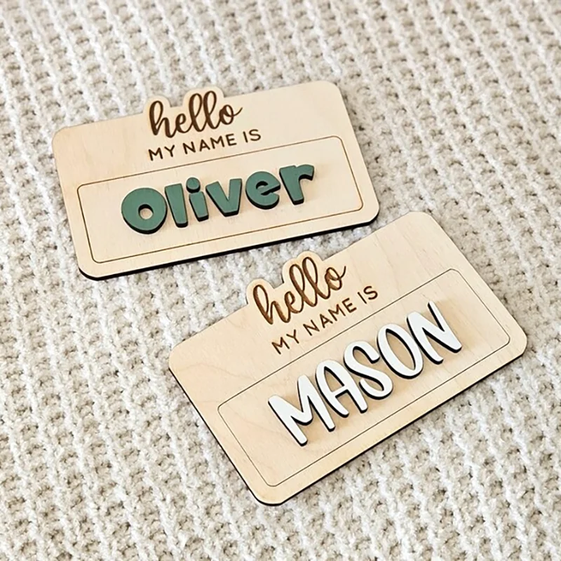 Custom Wooden Baby Name Sign, Personalized 3D Raised Letter Newborn Plaque, Natural Wood Photo Prop for Baby Shower Nursery Gift