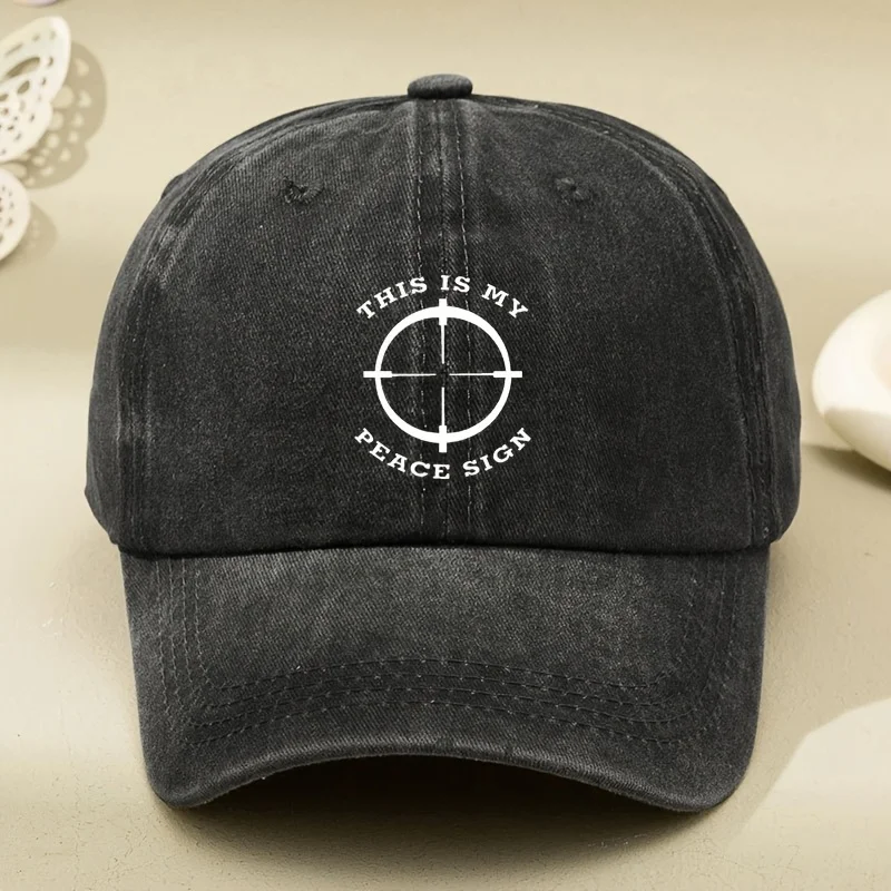 This Is My Peace Sign Graphic Washed Baseball Cap Vintage Distressed Adult Unisex Outdoor Sun Hat
