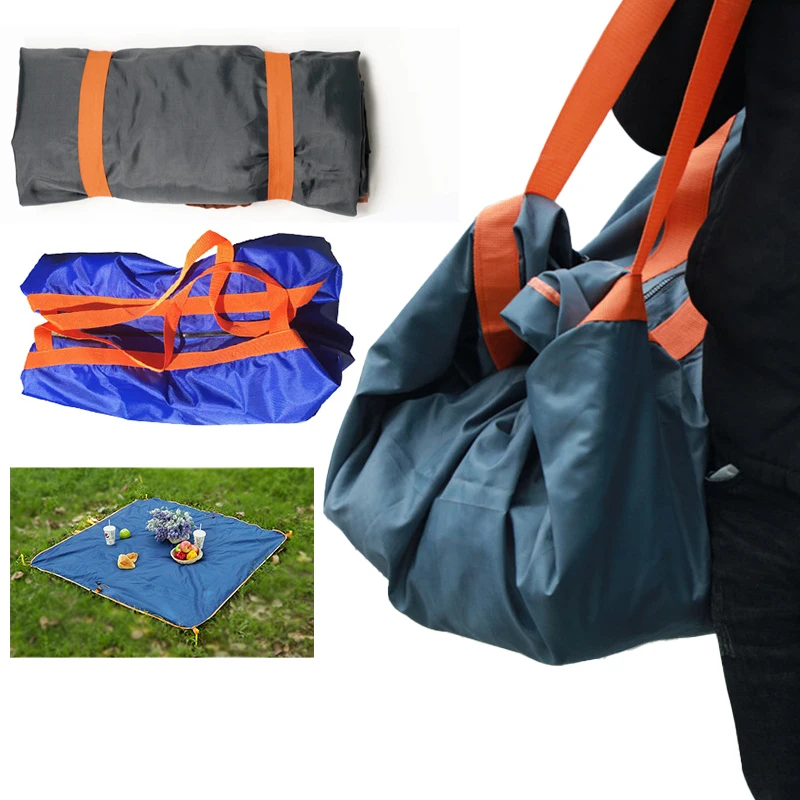 

2-in-1 Foldable Picnic Mat Crossbody Bag Nylon Camping Mat Convertible to Shoulder Bag, Lightweight Travel Beach Blanket