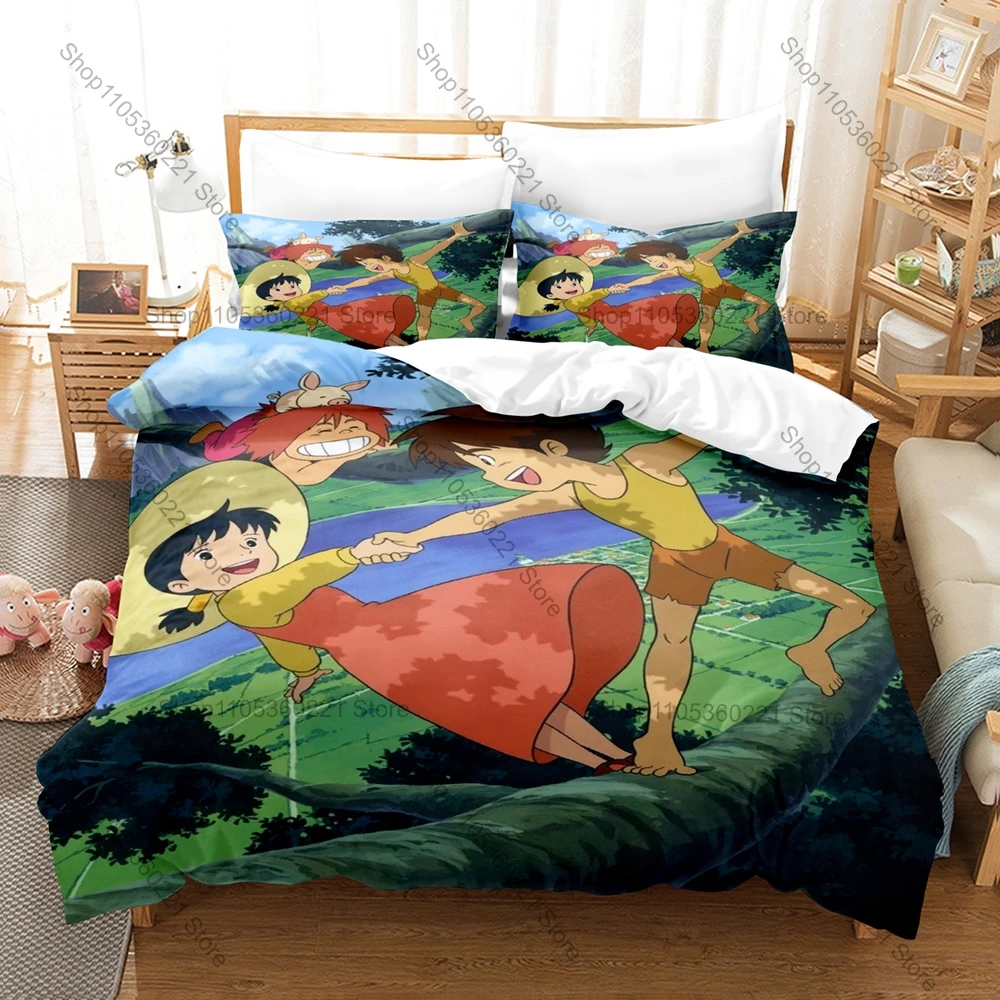 Classic Future Boy Conan Bedding Set 3PCS Comfortable Microfiber Bed Set For Anime Fans Bedroom Dorm Decor Two Pillowcase