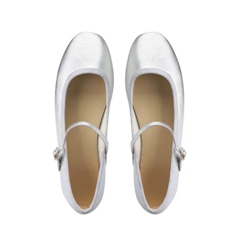 Shiny Leather Ballets Shoes Woman Belt Strap Lolita Flats Mary Janes Women Shallow Loafers Round Toe Ballerinas Brides Mocasines