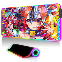 Hololive Hakos Baelz Mouse Pad LED Computer Kawaii Colorful Keyboard Rug RGB Laptop Anime Girl Gamer Cabinet Mousepad Desk Mat